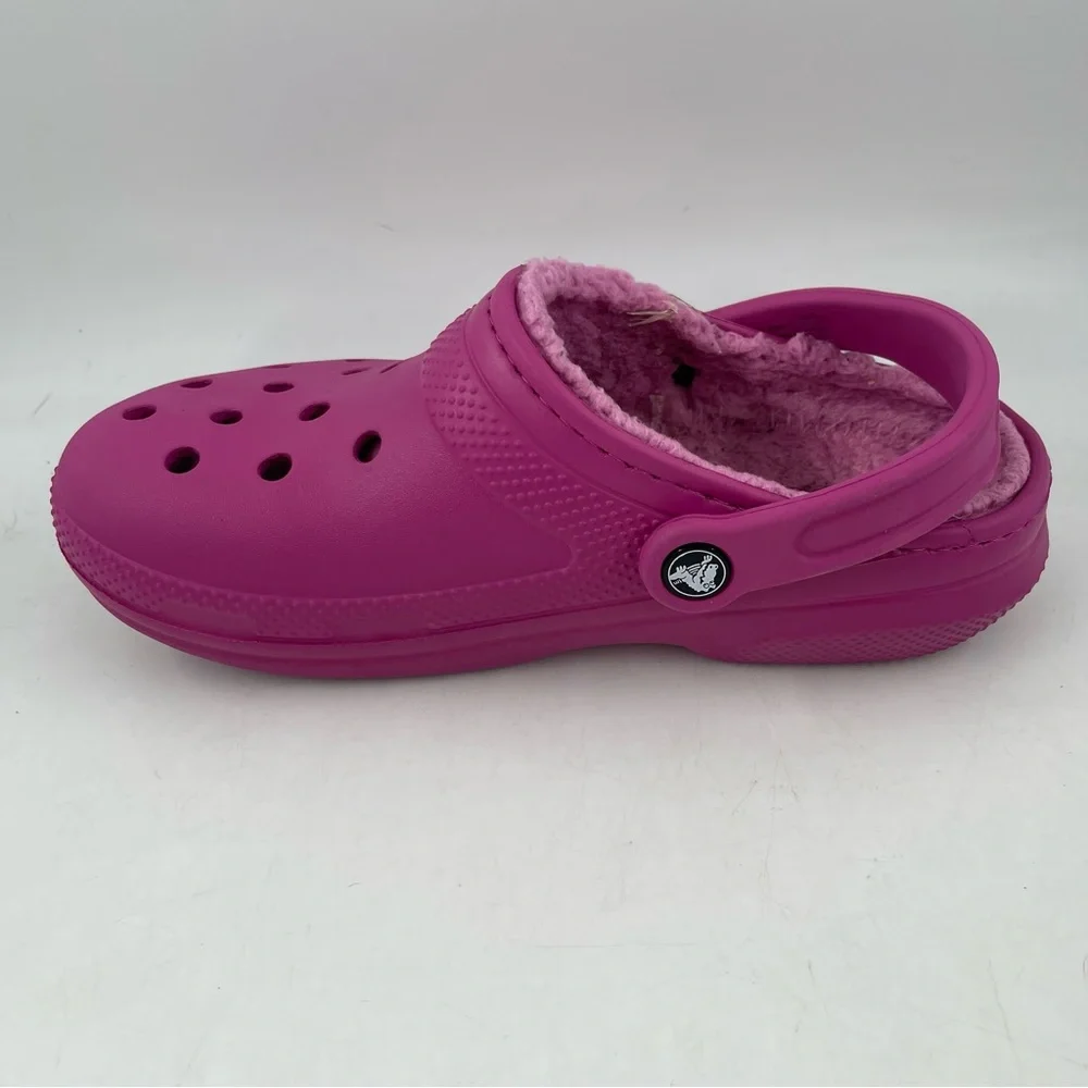 👞 Crocs Unisex Adults Classic Fuchsia Faux Fur Lined Clogs Mules -Size W/7 | M/5